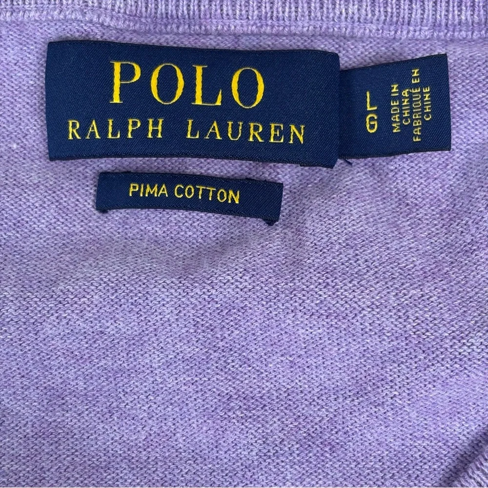 Polo Ralph Lauren Men's Large Purple V-Neck Sweater 100% Pima Cotton - Picture 4 of 10